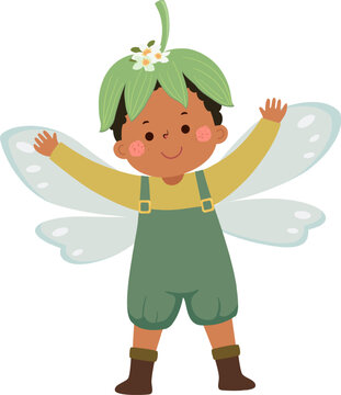 Cartoon fairy boy with wings
