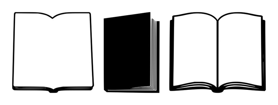 Large Language Model Book set with solid black icon on white background featuring book, AI, icon with vector and illustration