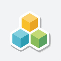 Obraz premium Three Isometric Cubes in Yellow, Blue, and Green