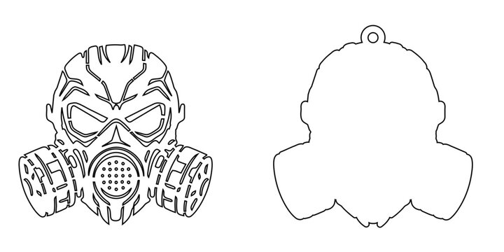 Cyber Skull Gas Mask Mascot - Laser Cut Keychain Design SVG DXF
