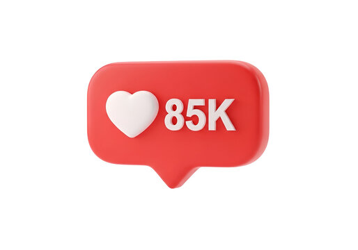 Social media like counter vector illustration with 85k heart symbol, flat design