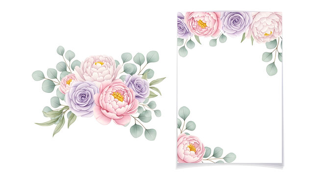 Pink floral Easter greeting card design featuring a vintage spring frame with eggs and roses ornament pattern on a vector nature heart illustration
