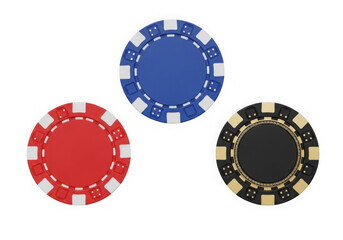 Naklejka premium Colorful poker chips isolated on transparent background