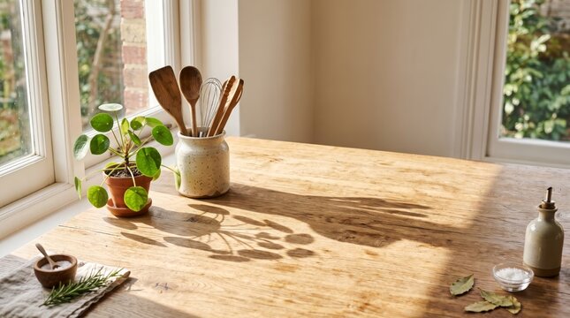 Minimal Marble Food Background with Leaf Shadows and Copy Space Design