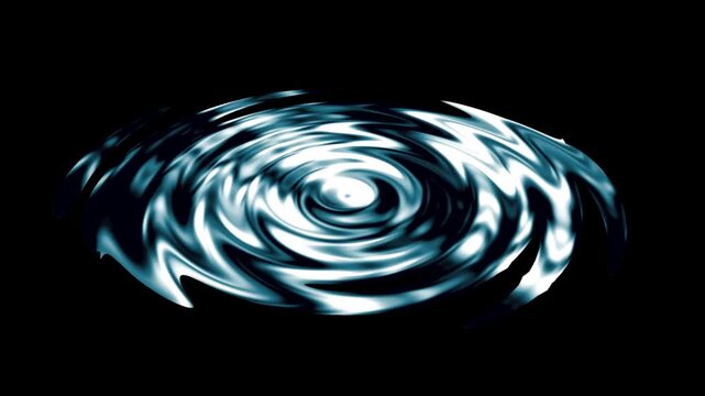 Realistic White Water Wave Ripple and Liquid Distortion on Green Screen; Top View Circular Surface Wave Effect with Chroma Key for Video Compositing.