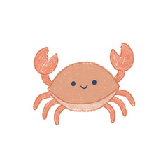 Fototapeta premium Cute smiling crab crayon drawing isolated on black background