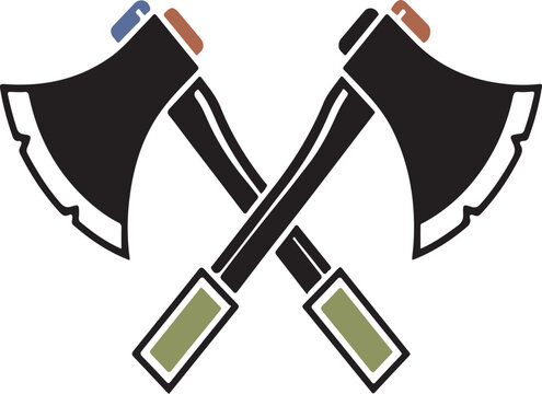 A Crossed Double Axe Vector Icon &ndash; Vintage Lumberjack Style
