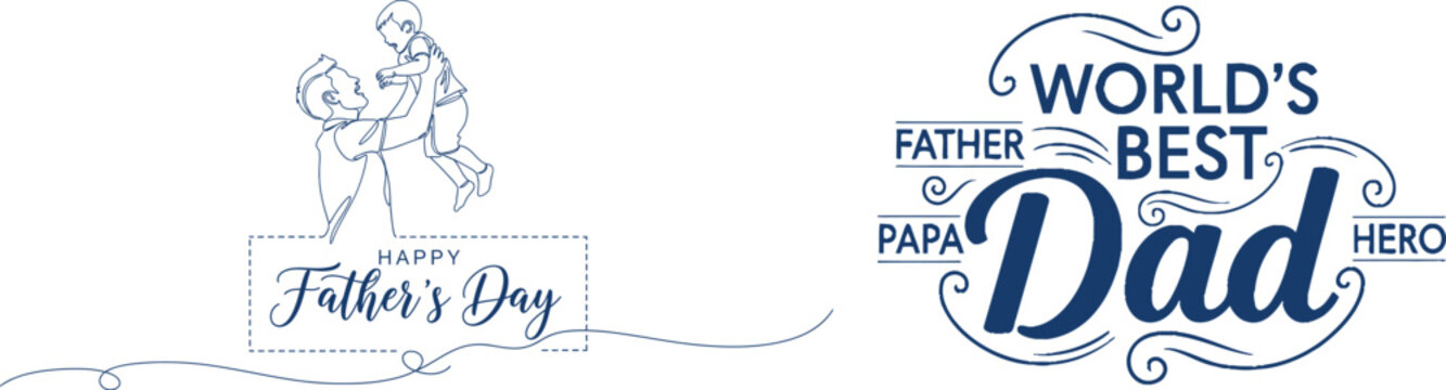 Happy father's day celebrating world's best dad with heartfelt typography designs