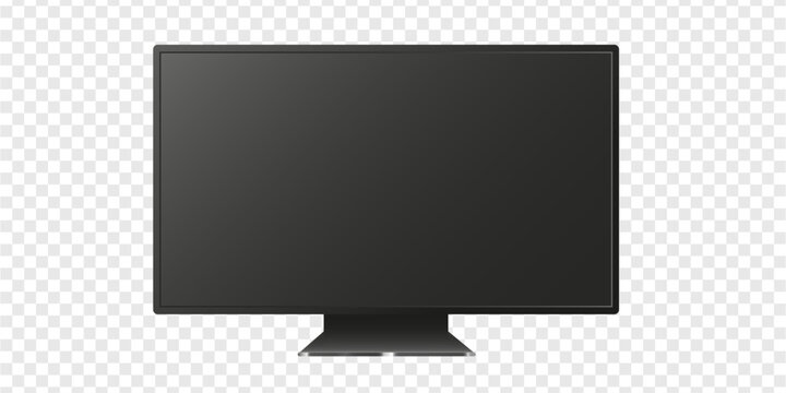 Lcd, plasma TV mockup with socket. 4k tv screen with reflection. Monitor for pc
