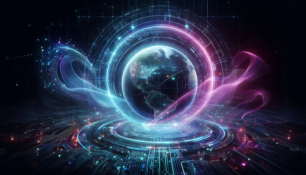 global internet security concept with binary code