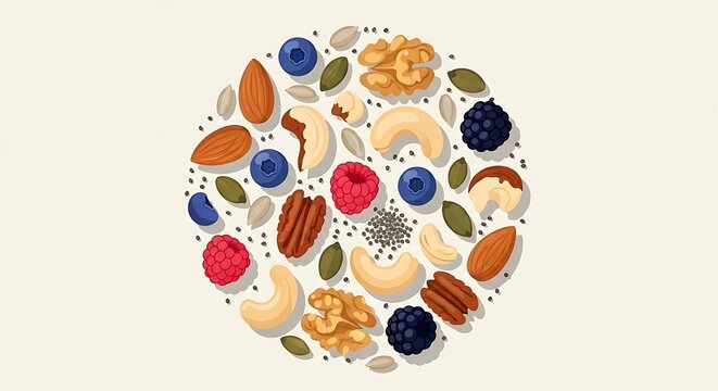 Colorful Nut and Berry Mix Circle