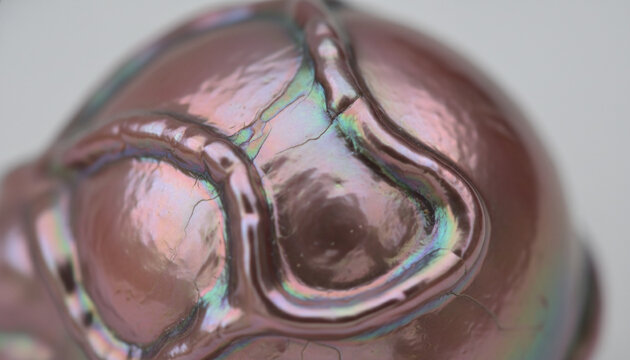 Natural Baroque pearl nacre texture with iridescent pink and green reflection