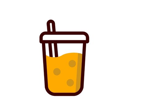 Orange Boba Tea or Mango Juice Drink Icon Illustration