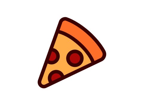 Pepperoni Pizza Slice Illustration Isolated on White
