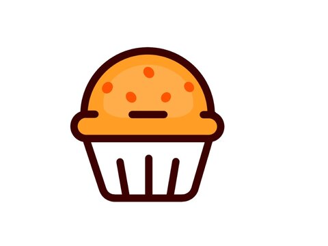 Muffin or Cupcake Illustration Isolated on White Background