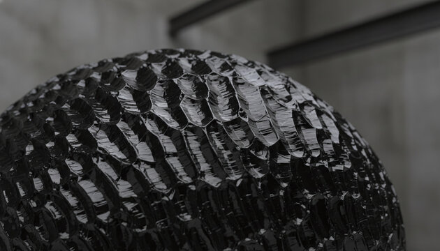 Raw black Obsidian volcanic glass texture with sharp conchoidal fracture lines