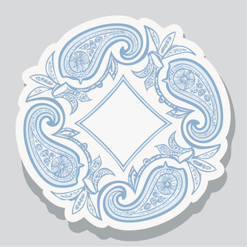 Blue Paisley Decorative Frame with Diamond Center