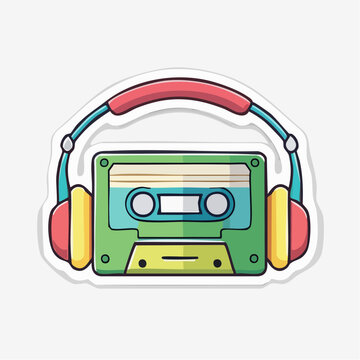 Retro Cassette Tape with Headphones