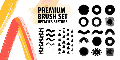 Obraz premium Premium brush set with various textures and shapes red and black