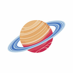 Stylized Illustration of Saturn with Rings © fitri