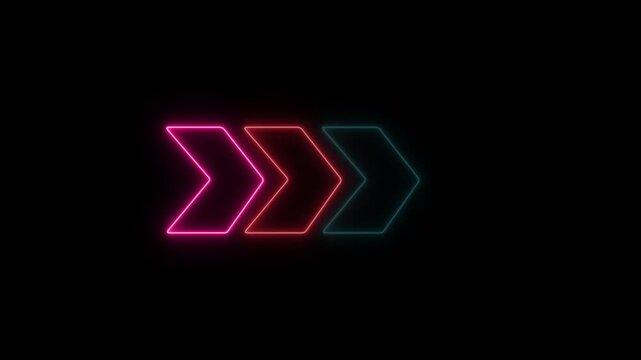 Glowing neon light animated traffic directional arrows sign. Left arrow for road direction. Flashing direction indicators,with 4k video animation.