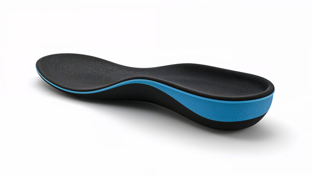 Orthopedic insoles on white background, foot support insert for comfort and posture