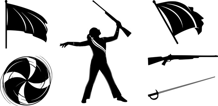 Color guard svg, Color guard flag svg, Marching band flag svg, Color guard rifle svg, Color guard sabres svg, Color guard silhouette, Color guard flag silhouette, Marching band flag silhouette