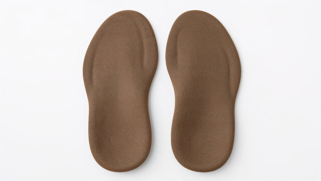 Orthopedic insoles on white background, foot support insert for comfort and posture
