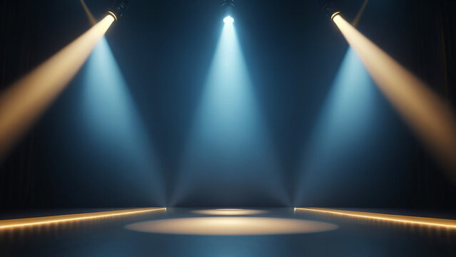 Warm and Cool Stage Lights Illuminating Empty Platform