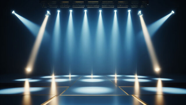 Bright Reflective Stage with Central Light Focus