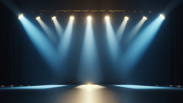 Stage Lighting with Focused Center Beam and Side Lights