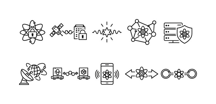 Abstract science and technology icons representing data security and connectivity