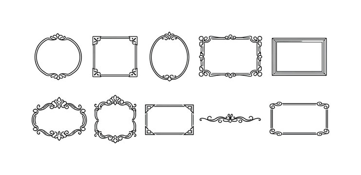 Collection of elegant decorative borders and frames in various shapes and styles
