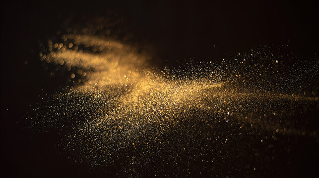 Golden confetti frozen in motion against dark background, celebrating energy and sparkle.
