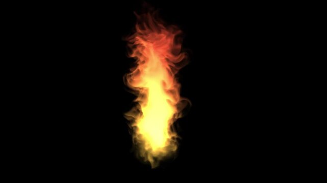 Stylized Fire Flame Flickering on Black Background for Compositing; Minimalist Burning Candle or Torch Light Effect for Motion Graphics.