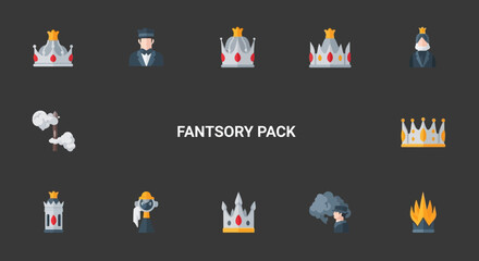 Fototapeta premium Fancy crown royal king symbols icons.