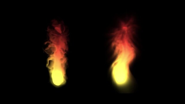 Stylized Fire Flame Flickering on Black Background for Compositing; Minimalist Burning Candle or Torch Light Effect for Motion Graphics.