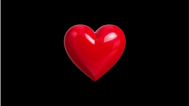 Red glossy 3d heart icon on black screen background for valentines day love concept and social media like button design