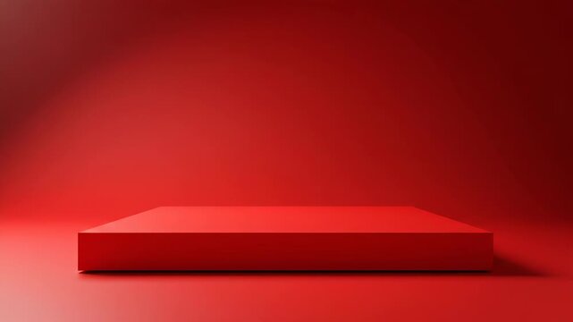 Red rectangular block on red background with spotlight