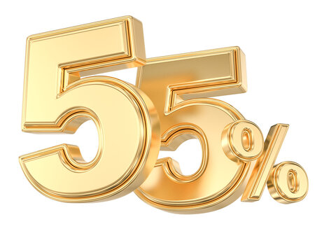 Gold 3D 55 percent sign