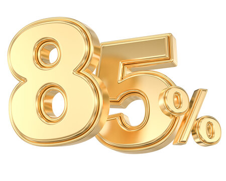 3D gold 85 percent sign