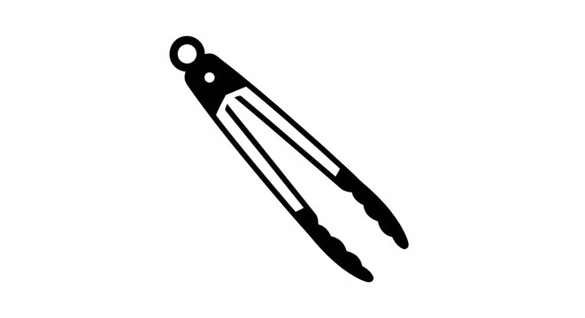 Kitchen tongs black silhouette on a white background