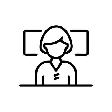 Woman face outline with registration marks icon vector illustration.