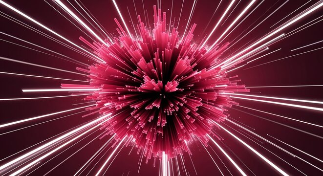 Maroon color energy explosion with dynamic outward streaks, cinematic glow effect