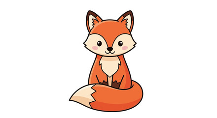 Obraz premium A cartoon fox sits curled up in a cute illustration for children