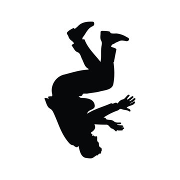 Business man falling down silhouette icon vector flat design.