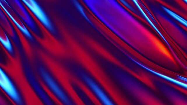 Red and blue gradient streaks crossing diagonally with fluid distortion forming vibrant background in layered color motion