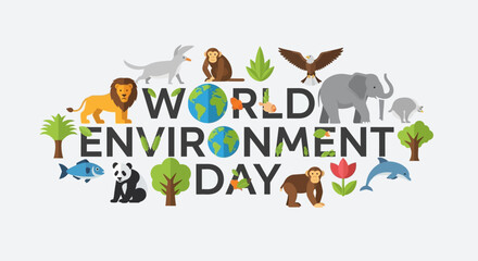 Fototapeta premium World Environment Day awareness campaign logo.