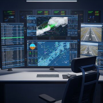 Air traffic control room technology.