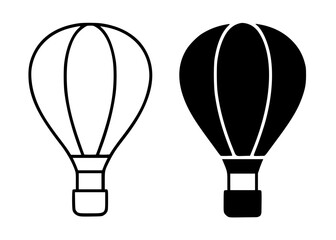 Hot air balloon minimalist illustration, outline and silhouette icon © Nurhalimah